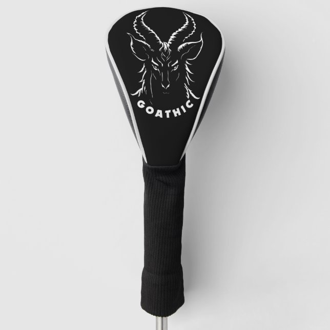 Goathic | Gothic Pun | Satanic Goat Golf Head Cover (Front)