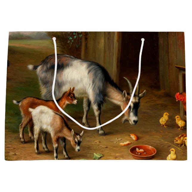 Goats And Chickens At The Farm 1 Large Gift Bag (Front)