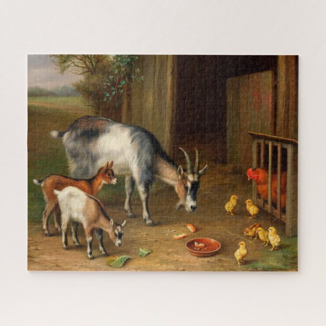 Goats And Chickens At The Farm Jigsaw Puzzle (Horizontal)