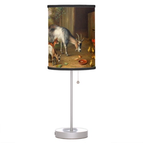 Goats And Chickens At The Farm Jigsaw Puzzle Table Lamp