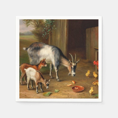 Goats And Chickens At The Farm Napkins