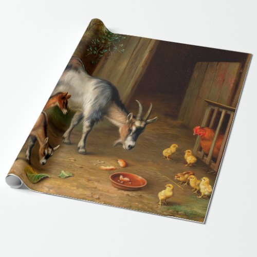 Goats And Chickens At The Farm Wrapping Paper