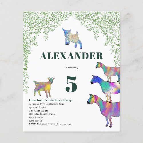 Goats and Foliage Birthday Party Budget Flyer