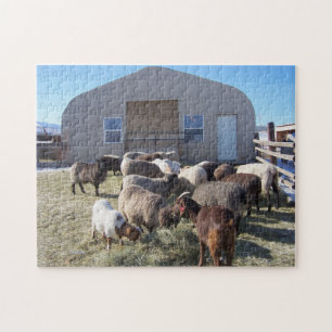 Goats and Sheep Lunching Jigsaw Puzzle