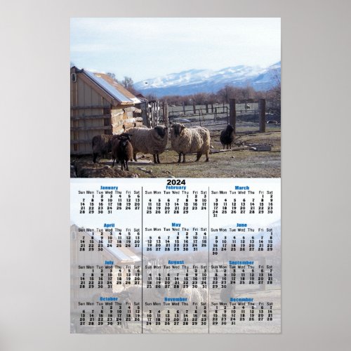 Goats and Sheep Lunching v2 2024 Calendar Poster