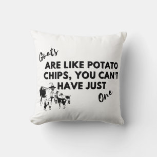 Goats Are Like Potato Chips Throw Pillow – Funny