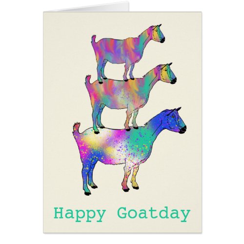 Goats Balancing Colourful Funny Animal Birthday