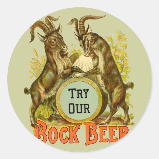 Goats Bock Beer Advertising Classic Round Sticker (Front)