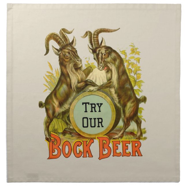 Goats Bock Beer Advertising Cloth Napkin (Front)