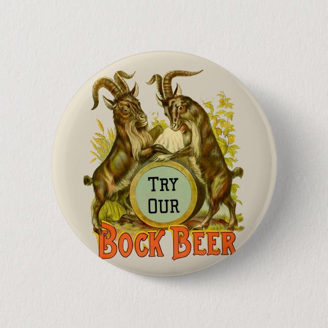 Goats Bock Beer Advertising Pinback Button (Front)