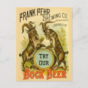 Goats Bock Beer Advertising Postcard by antiqueart at Zazzle