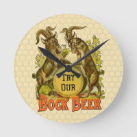 Goats Bock Beer Advertising Round Clock