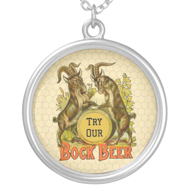 Goats Bock Beer Advertising Silver Plated Necklace (Front)