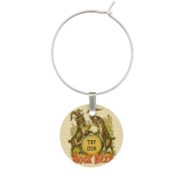 Goats Bock Beer Advertising Wine Charm (Front)