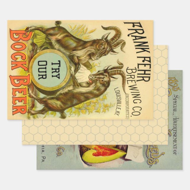 Goats Bock Beer Advertising Wrapping Paper Sheets (Set)