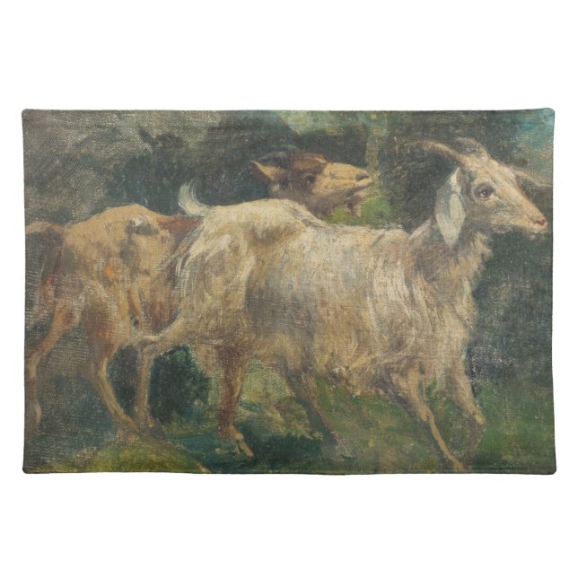 Goats (by Vincenzo Caprile) Cloth Placemat (Front)