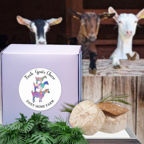 Goats Cheese add Name Colour Farm Animal Art Classic Round Sticker