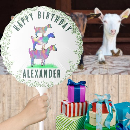 Goats Colorful Animal Art Birthday Party Balloon