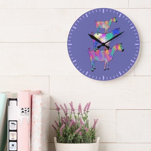 Goats colorful cute illustration  large clock