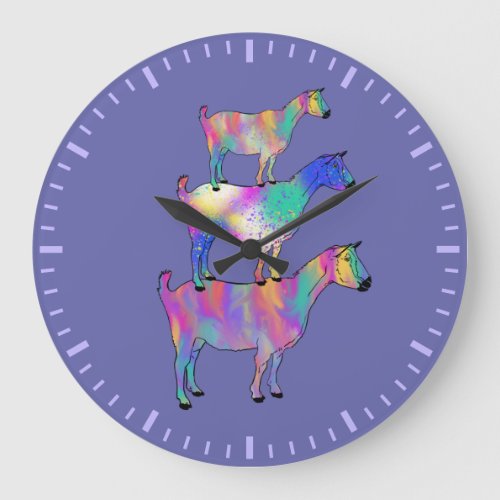 Goats colorful cute illustration  large clock
