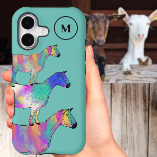 Goats Colorful Farm Animal Art Monogram iPhone 17 Case