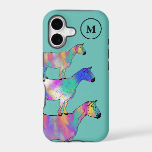 Goats Colorful Farm Animal Art Monogram iPhone 17 Case