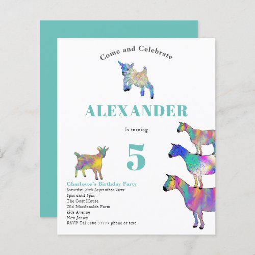 Goats Colorful Watercolor Birthday Party