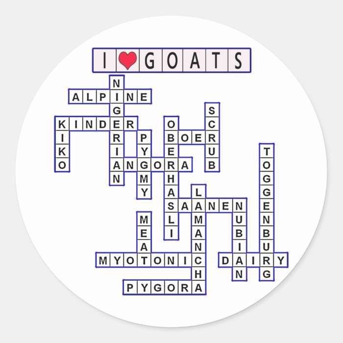 GOATS Crossword Scrabble Puzzle Stickers