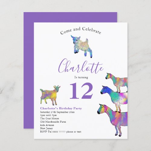 Goats Farm Animal Birthday Party Purple