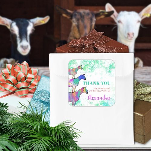 Goats Farm Animal Birthday Party Thank You Square Sticker