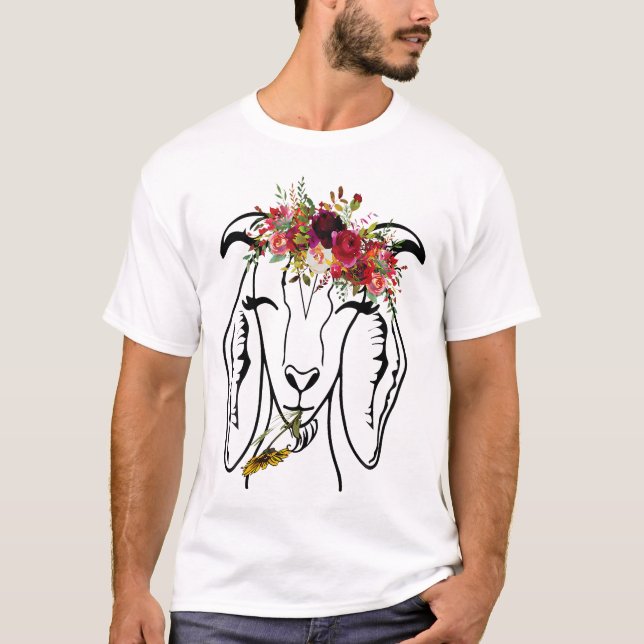 Goats Floral Bandana Headband - Farm Animal Goat G T-Shirt (Front)