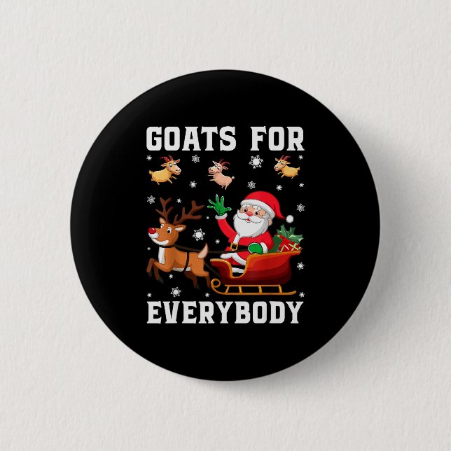 Goats For Everybody Santa Sleigh Funny Christmas G Button (Front)