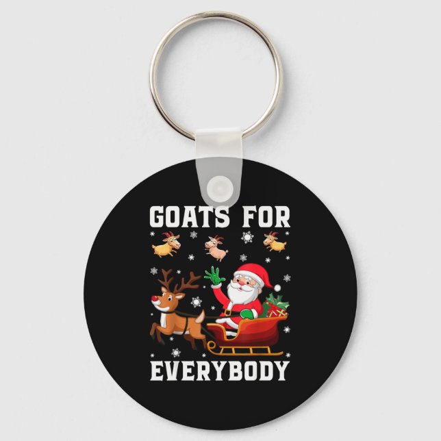 Goats For Everybody Santa Sleigh Funny Christmas G Keychain (Front)