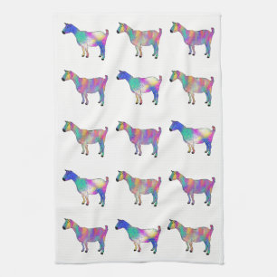 Goats Funky Colourful Illustration Artsy Animals Towel