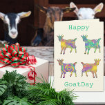 Goats Funny Colorful Animal Art Humor Birthday Card<br><div class="desc">Goats Funny Colorful Animal Art Humor Birthday Card. Goats love to climb onto things, so why not take that concept a little further and add your friend's or family's name and they can become standing room for these funny colorful art goats. This quirky animal Greetings card design is easy to...</div>