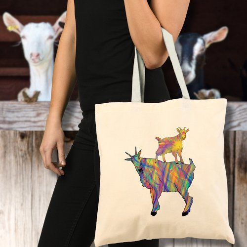 Goats Funny colorful Farm Animals Tote Bag