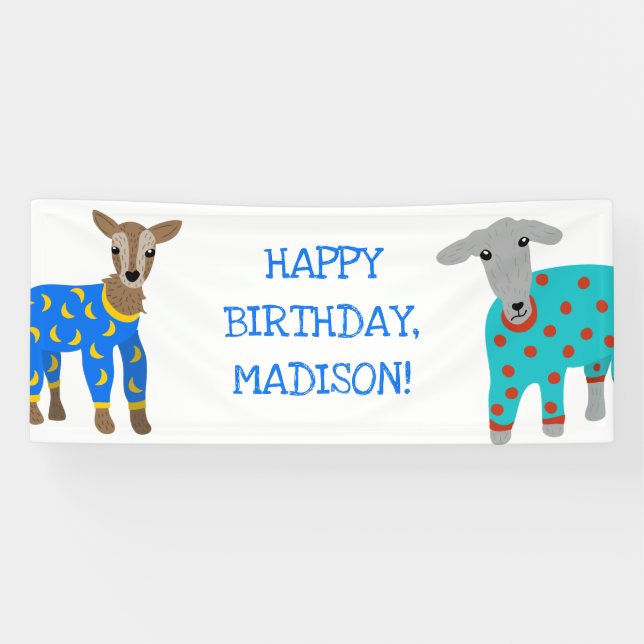 Goats in Pajamas Kids Slumber Party Banner (Horizontal)