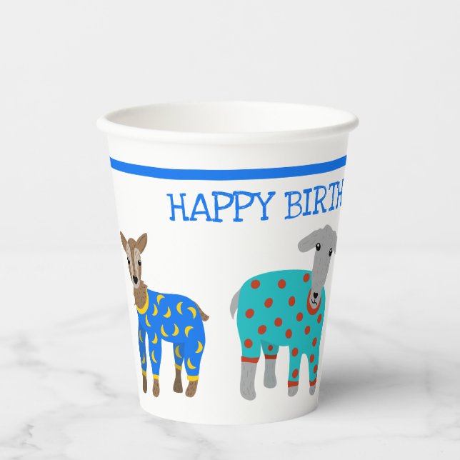 Goats in Pajamas Kids Slumber Party Paper Cups (Front)