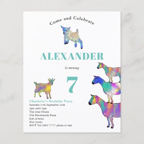 Goats Kids Birthday Party Budget Flyer