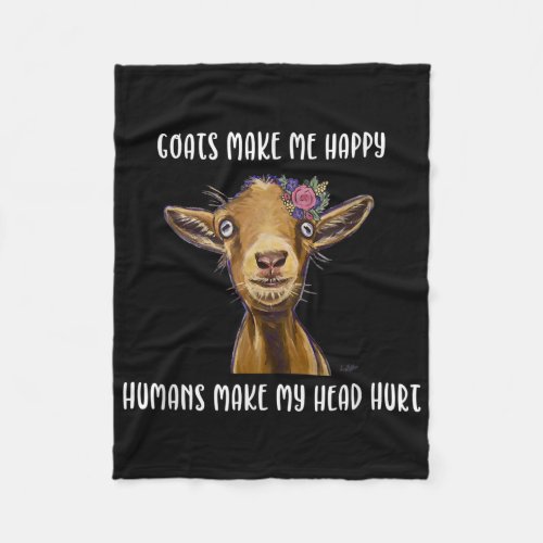 Goats Make Me Happy Goat Lover Fleece Blanket