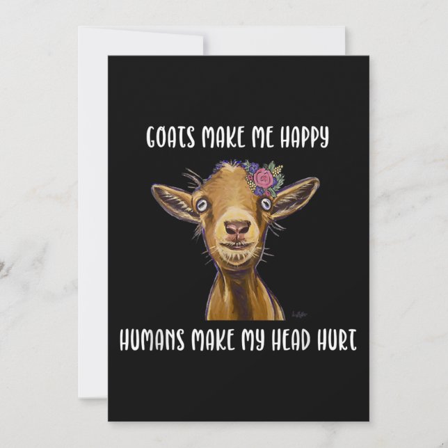 Goats Make Me Happy Goat Lover Holiday Card (Front)