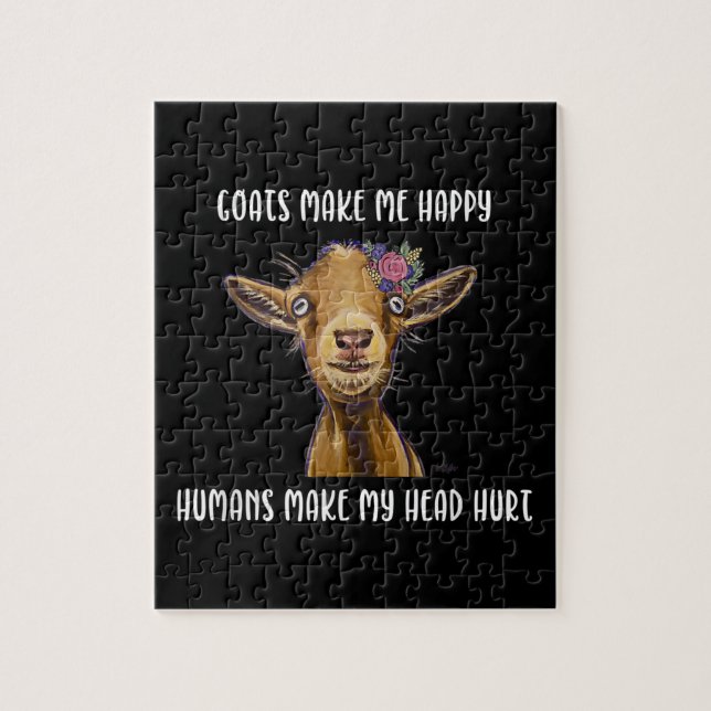 Goats Make Me Happy Goat Lover Jigsaw Puzzle (Vertical)