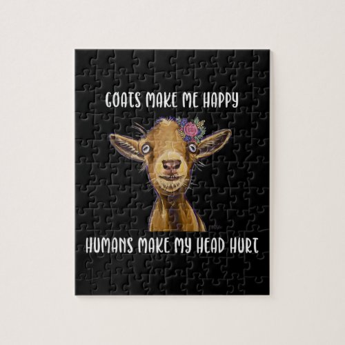 Goats Make Me Happy  Goat Lover Jigsaw Puzzle