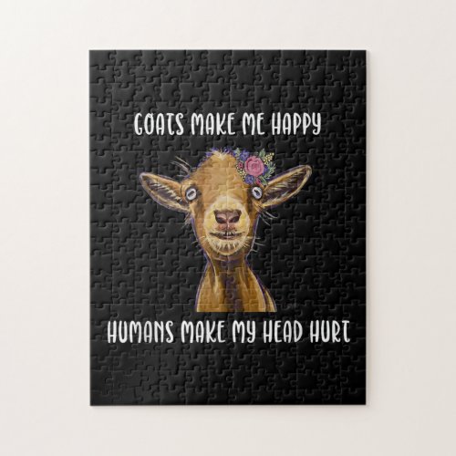 Goats Make Me Happy  Goat Lover Jigsaw Puzzle