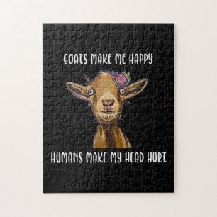 Goats Make Me Happy Goat Lover Jigsaw Puzzle