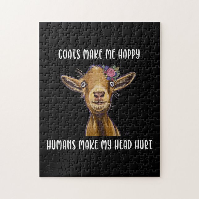 Goats Make Me Happy Goat Lover Jigsaw Puzzle (Vertical)