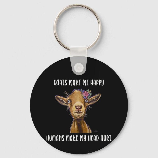Goats Make Me Happy , Goat Lover Keychain (Front)
