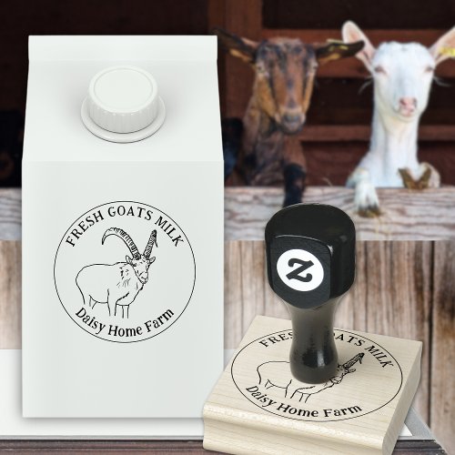 Goats Milk Dairy Business Name Black and White Rubber Stamp