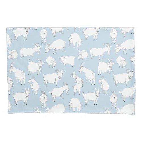 Goats playing _ baby blue pillow case
