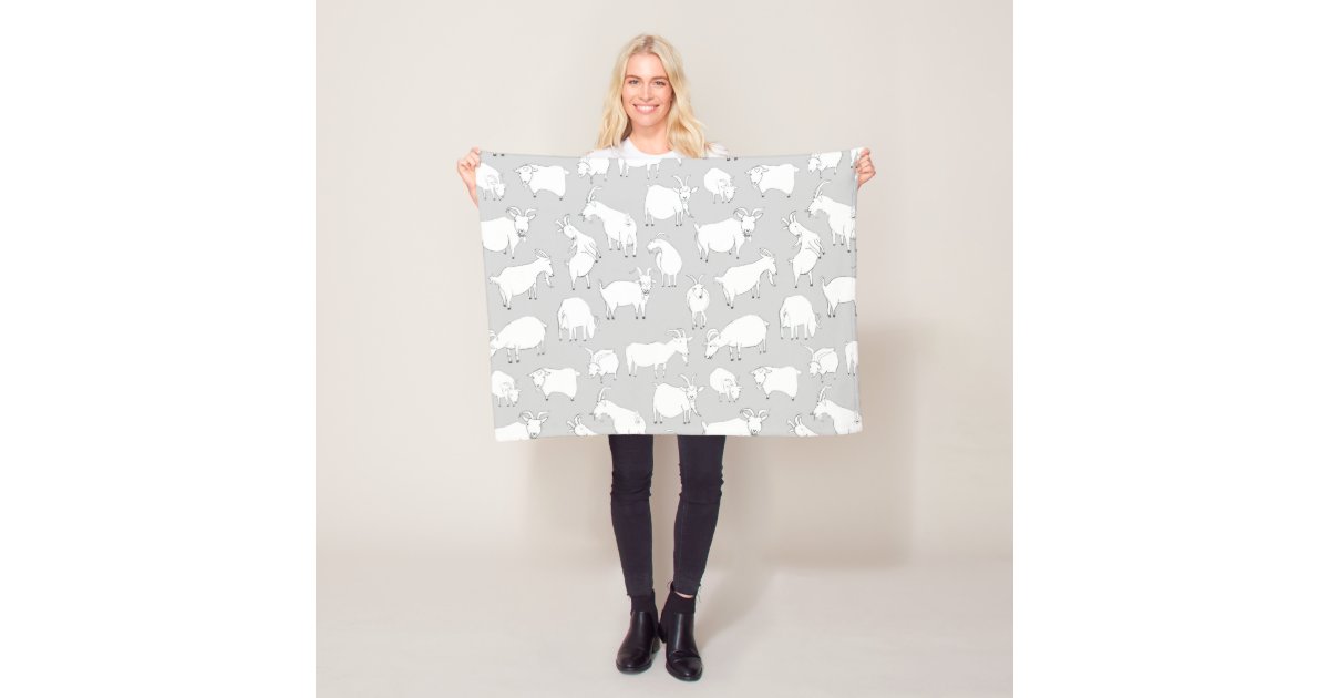 Goats playing Gray Fleece Blanket Zazzle